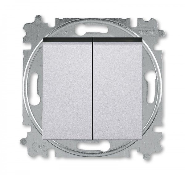  Переключатель 2-кл. СП Levit IP20 серебр./дым. черн. ABB 2CHH595245A6070 