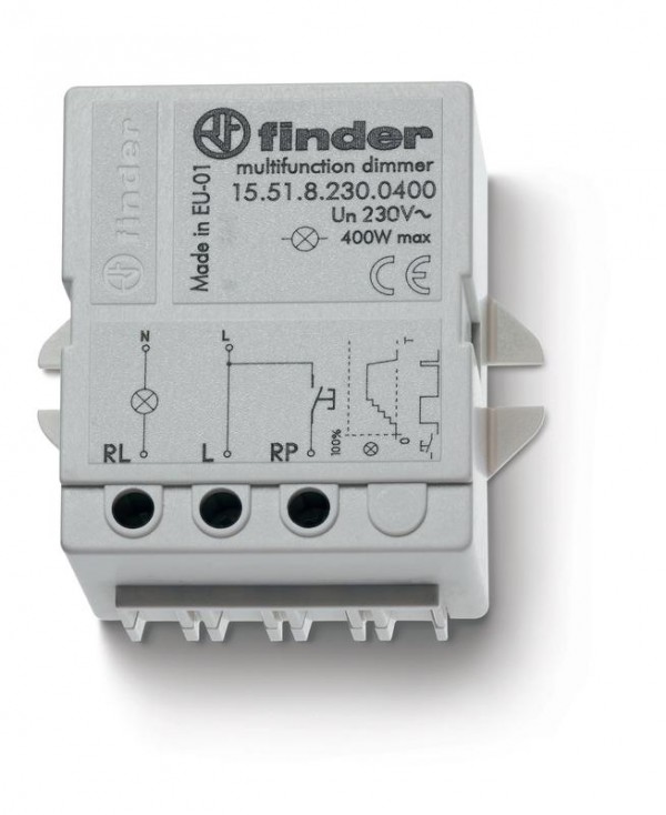  Диммер электронный 400Вт плавное диммирование 230В AC монтаж в коробке IP20 FINDER 155182300404 