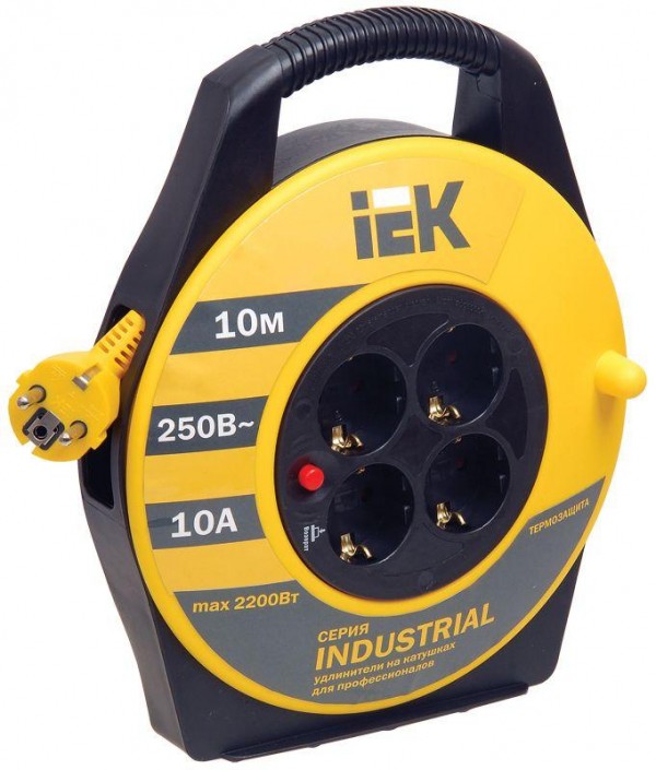  Удлинитель на катушке 4х10м с заземл. 10А IP20 УК10 "Industrial" с термозащ. 3х1 ИЭК WKP14-10-04-10 