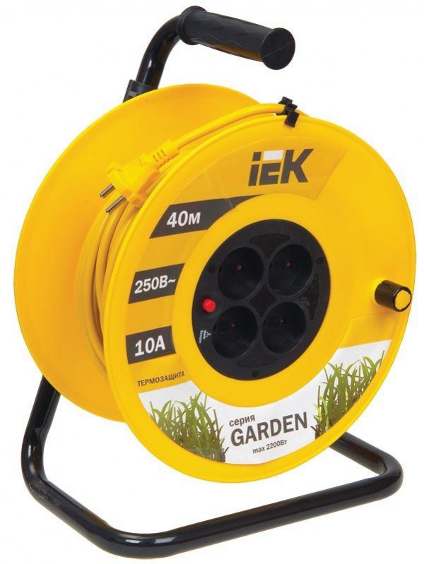  Удлинитель на катушке 4х40м без заземл. 10А IP20 УК40 "Garden" с термозащ. 2х1 ИЭК WKP23-10-04-40 
