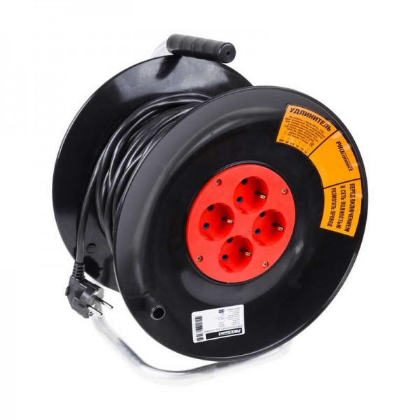  Удлинитель силовой на катушке 4х20м с заземл. STANDART ПВС 3х1 PROCONNECT 11-7604 