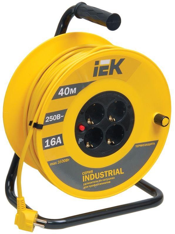  Удлинитель на катушке 4х40м с заземл. 16А IP20 УК40 "Industrial" с термозащ. 3х1.5 IEK WKP15-16-04-40 