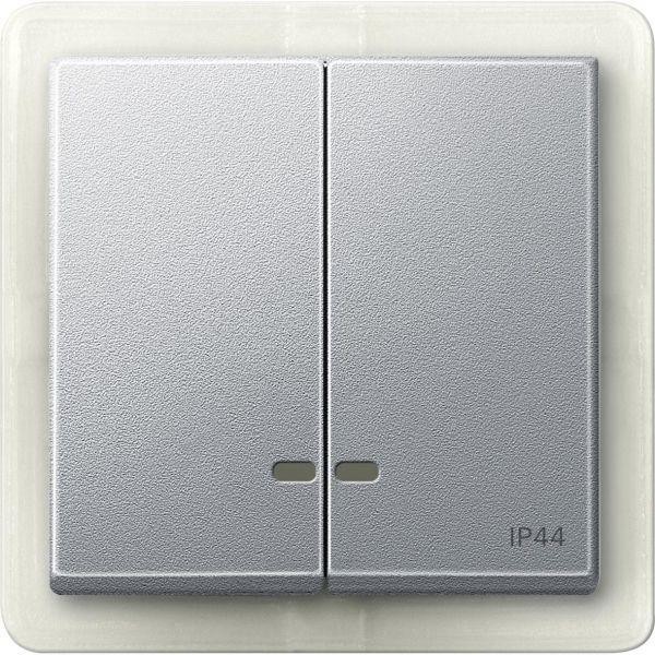  Клавиша 2-м Merten с окошком для свет. инд. IP44 алюм. SchE MTN3424-0460 