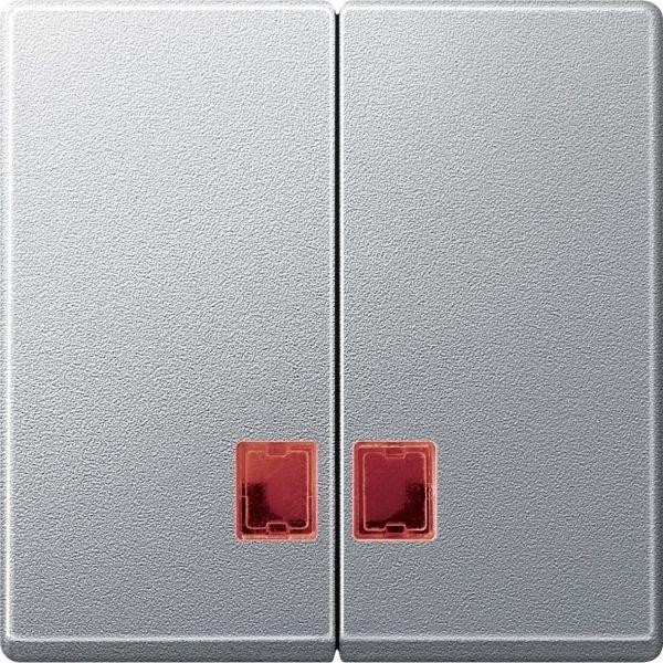 Клавиша 2-м Merten с кр. прямоуг. окошком для свет. инд. алюм. SchE MTN3456-0460 