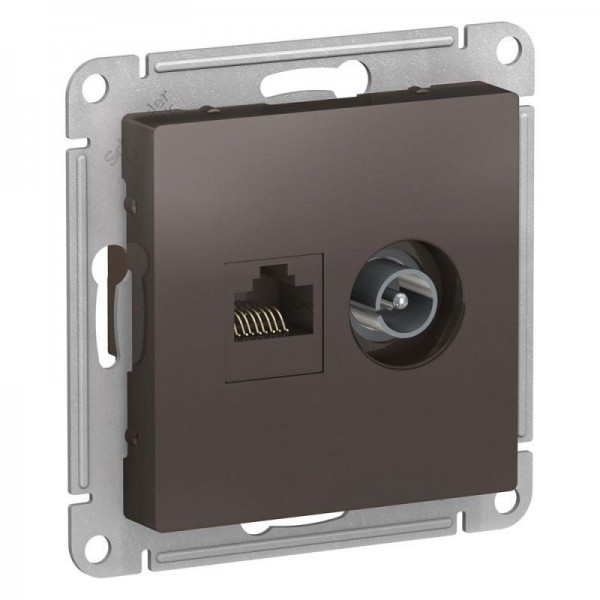  Механизм розетки компьютерной 2-м AtlasDesign RJ45 кат.5E+TV мокко SchE ATN000689 