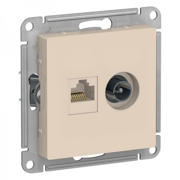  Механизм розетки компьютерной 2-м AtlasDesign RJ45 кат.5E+TV беж. SchE ATN000289 