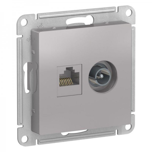  Механизм розетки компьютерной 2-м AtlasDesign RJ45 кат.5E+TV алюм. SchE ATN000389 