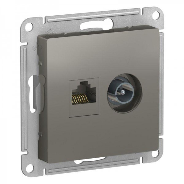  Механизм розетки компьютерной 2-м AtlasDesign RJ45 кат.5E+TV сталь SchE ATN000989 