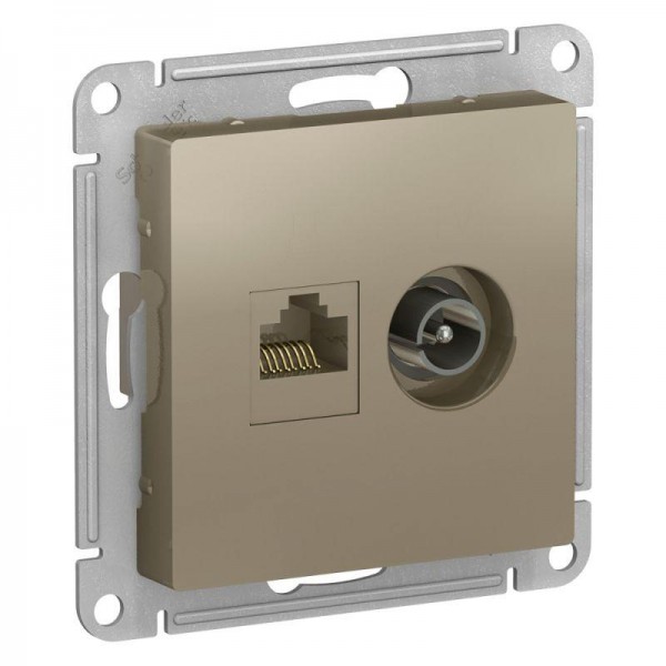  Механизм розетки компьютерной 2-м AtlasDesign RJ45 кат.5E+TV шампань SchE ATN000589 
