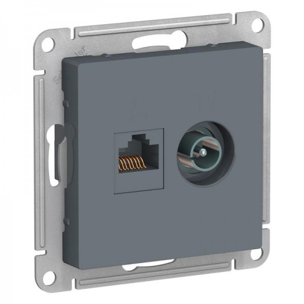  Механизм розетки компьютерной 2-м AtlasDesign RJ45 кат.5E+TV грифель SchE ATN000789 