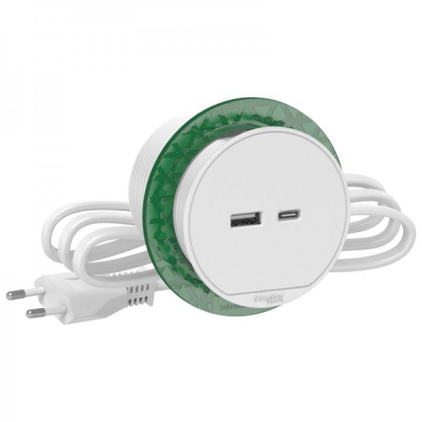  Блок розеточный USB тип А + тип С бел. SchE INS44008 
