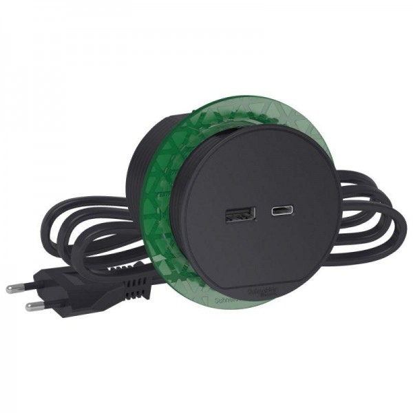  Блок розеточный USB тип А + тип С антрацит SchE INS44009 