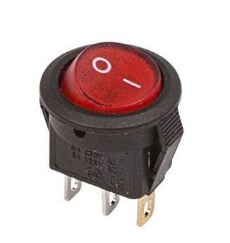  Выключатель клавишный круглый 250А 3А (3с) ON-OFF красн. с подсветкой Micro (RWB-106 SC-214) REXANT 36-2530 
