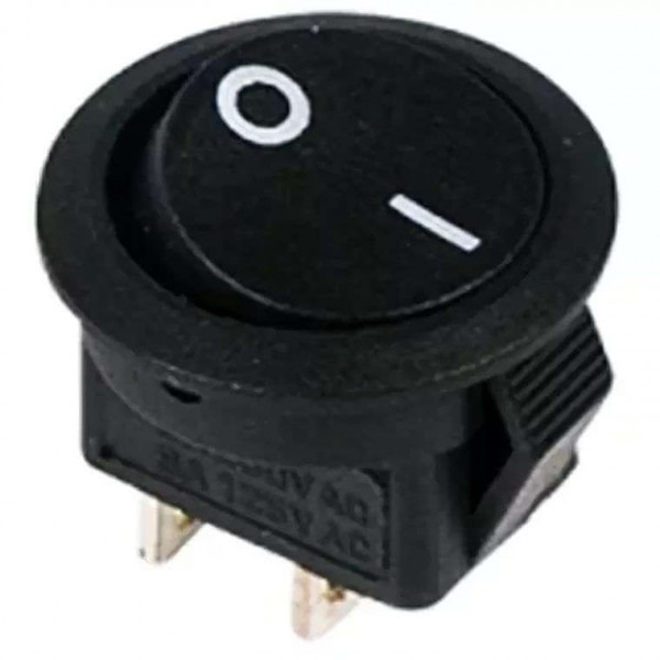  Выключатель клавишный 250В 6А (2с) ON-OFF круглый черн. Micro (RWB-105; SC-214) Rexant 36-2510 