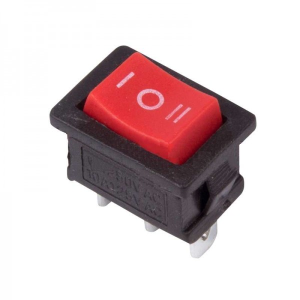  Выключатель клавишный 250В 6А (3с) ON-OFF-ON красн. с нейтралью Mini (RWB-205; SC-768) REXANT 36-2144 
