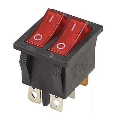  Выключатель клавишный 2-м 250В 15А (6с) ON-OFF красн. с подсветкой (RWB-511 SC-797) Rexant 36-2410 
