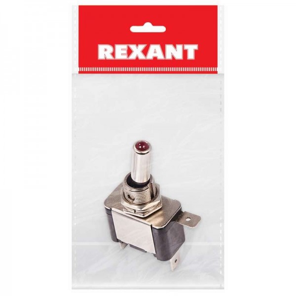  Тумблер 12В 20А (3c) ON-OFF 1п с красн. LED подсветкой (ASW-07D) (инд. упак.) Rexant 36-4330-1 