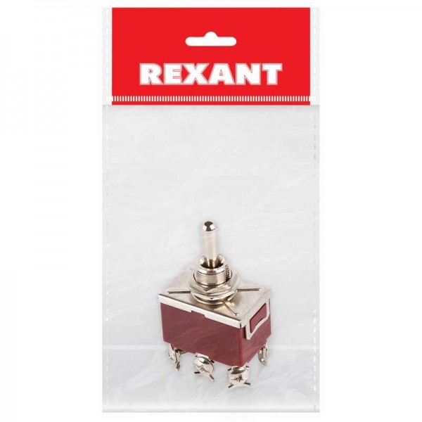  Тумблер 250В 6А (6c) (ON)-OFF-(ON) 2п (KN-223) (инд. упак.) Rexant 36-4172-1 