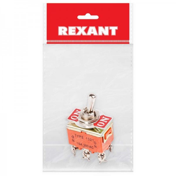  Тумблер 250В 15А (6c) ON-ON 2п (KN-202) (инд. упак.) Rexant 36-4131-1 