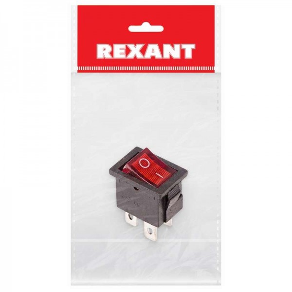  Выключатель клавишный 250В 6А (4с) ON-OFF красн. с подсветкой Mini (RWB-207 SC-768) (инд. упак.) Rexant 36-2190-1 
