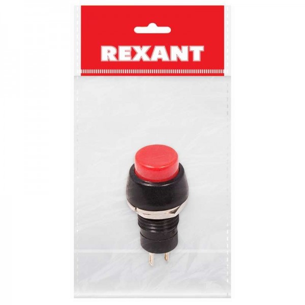  Выключатель-кнопка 250В 1А (2с) ON-OFF красн. Micro (PBS-20А) (инд. упак.) Rexant 36-3070-1 