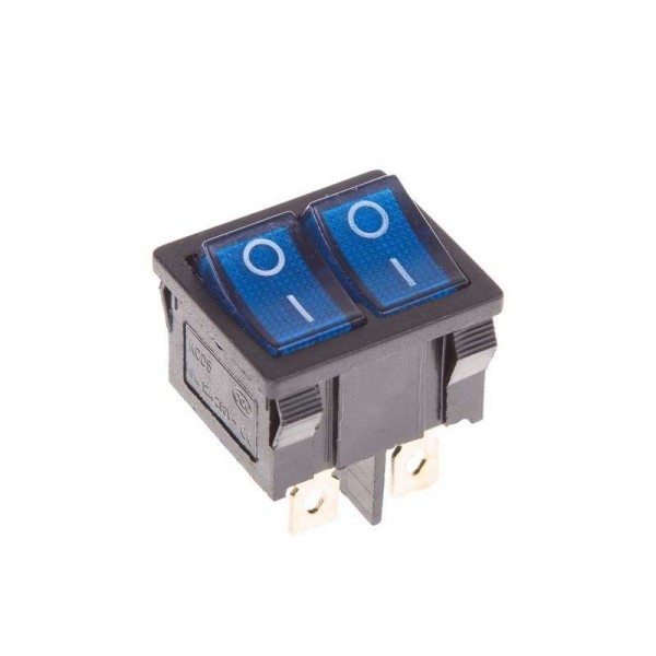  Выключатель клавишный 250В 6А (6с) ON-OFF син. с подсветкой ДВОЙНОЙ Mini (RWB-305) Rexant 36-2161 