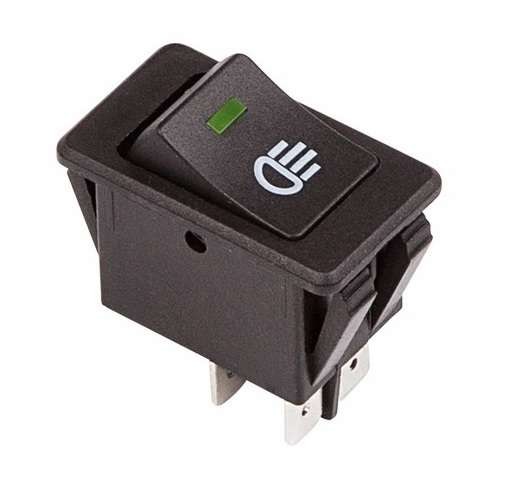  Выключатель клавишный 12В 35А (4с) ON-OFF с зел. LED подсветкой (ASW-17D) Rexant 36-4441 