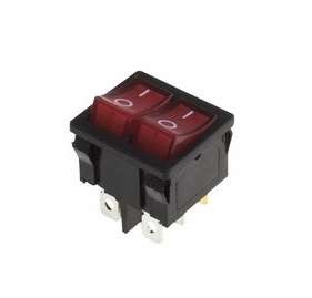  Выключатель клавишный 250В 6А (6с) ON-OFF красн. с подсветкой ДВОЙНОЙ Mini (RWB-305) Rexant 36-2160 