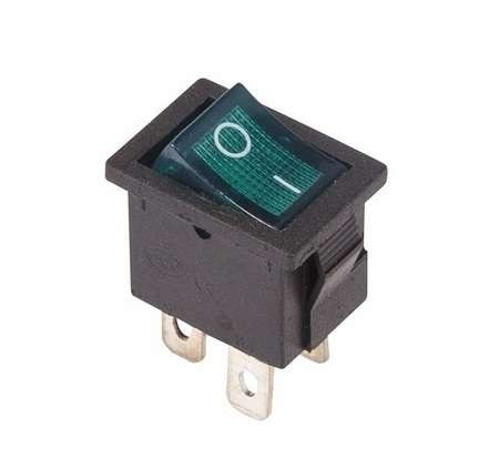  Выключатель клавишный 250В 6А (4с) ON-OFF зел. с подсветкой Mini (RWB-207 SC-768) Rexant 36-2193 