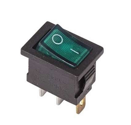  Выключатель клавишный 250В 6А (3с) ON-OFF зел. с подсветкой Mini (RWB-206 SC-768) Rexant 36-2153 