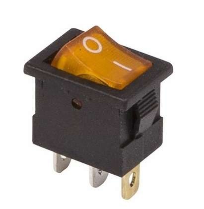  Выключатель клавишный 12В 15А (3с) ON-OFF желт. с подсветкой Mini (RWB-206-1 SC-768) Rexant 36-2172 