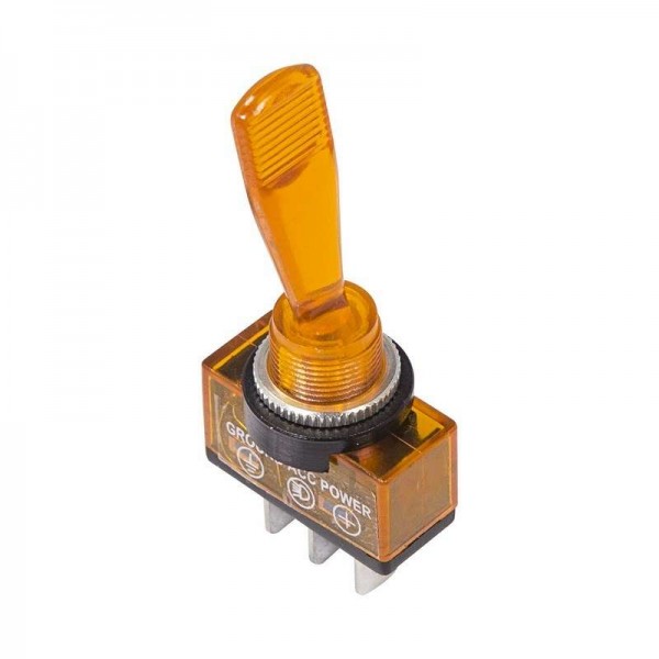  Тумблер 12В 20А (3с) ON-OFF 1п с желт. подсветкой (ASW-13D) Rexant 36-4372 