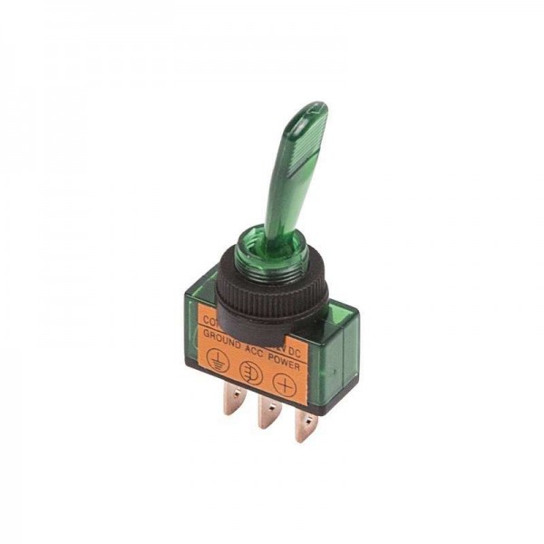  Тумблер 12В 20А (3с) ON-OFF 1п с зел. подсветкой (ASW-13D) Rexant 36-4373 
