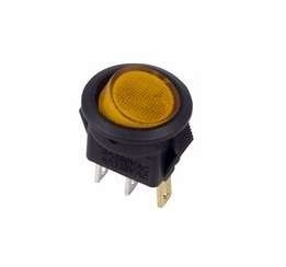  Выключатель клавишный круглый 250В 3А (3с) ON-OFF желт. с подсветкой Micro (RWB-106 SC-214) Rexant 36-2532 