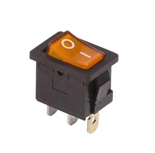  Выключатель клавишный 250В 6А (3с) ON-OFF желт. с подсветкой Mini (RWB-206 SC-768) Rexant 36-2152 