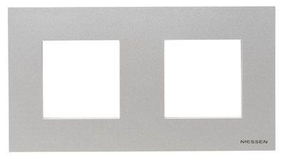  Рамка 2-м 4мод. Zenit серебристый ABB 2CLA227200N1301 