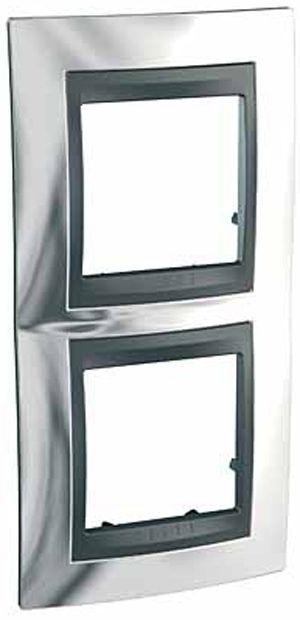  Рамка 2-м Unica Top верт. хром/графит SchE MGU66.004V.210 