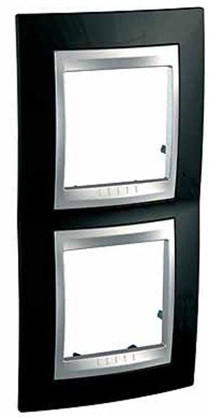 Рамка 2-м Unica Top верт. родий/алюм. SchE MGU66.004V.093 