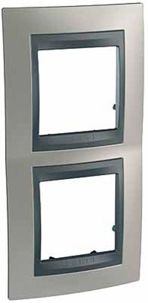  Рамка 2-м Unica Top верт. никель/графит SchE MGU66.004V.239 