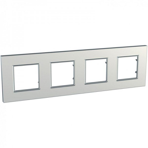 Рамка 4-м Unica quadro серебр. SchE MGU6.708.55 