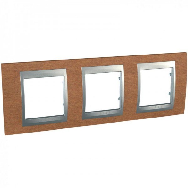  Рамка 3-м Unica Top вишня/алюм. SchE MGU66.006.0M2 