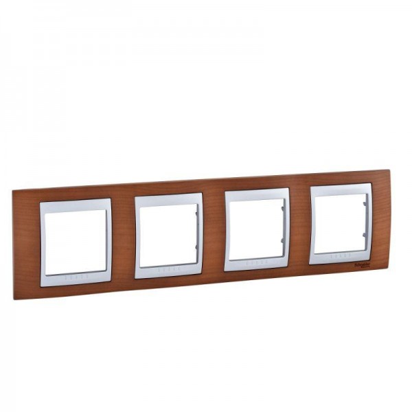  Рамка 4-м Unica Top вишня/алюм. SchE MGU66.008.0M2 