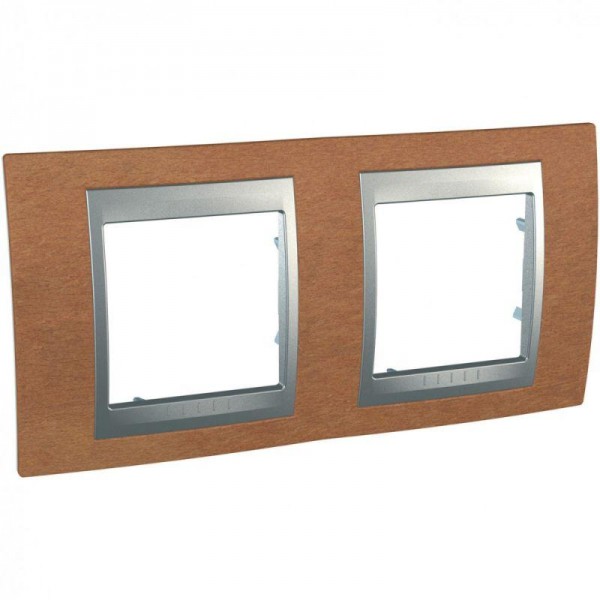  Рамка 2-м Unica Top вишня/алюм. SchE MGU66.004.0M2 