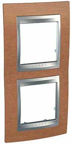  Рамка 2-м Unica Top верт. вишня/алюм. SchE MGU66.004V.0M2 