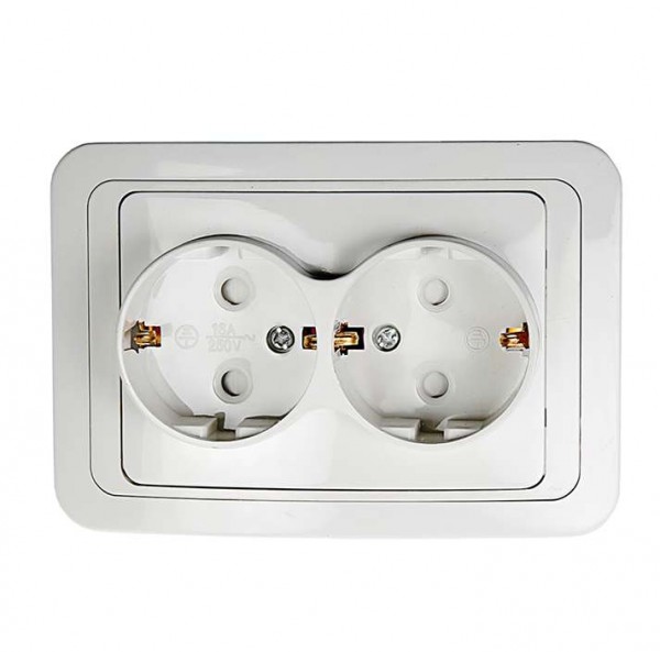  Розетка 2-м CLASSICO защ. шторки с заземл. 2128x бел. ASD / IN HOME 4690612000985 