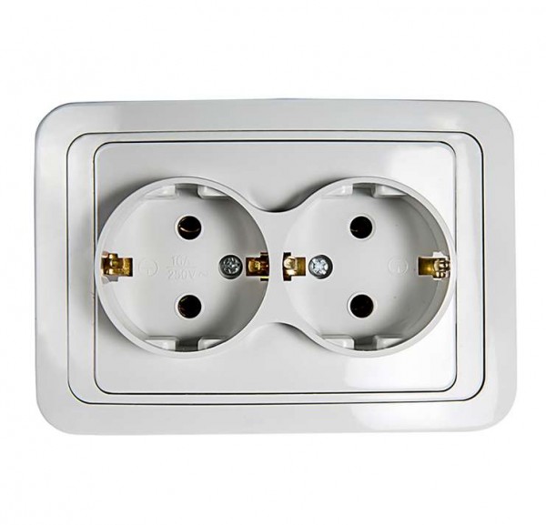  Розетка 2-м CLASSICO с заземл. 2128 бел. ASD / IN HOME 4680005959921 