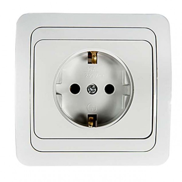  Розетка 1-м CLASSICO с заземл. 2028 бел. ASD / IN HOME 4680005959907 