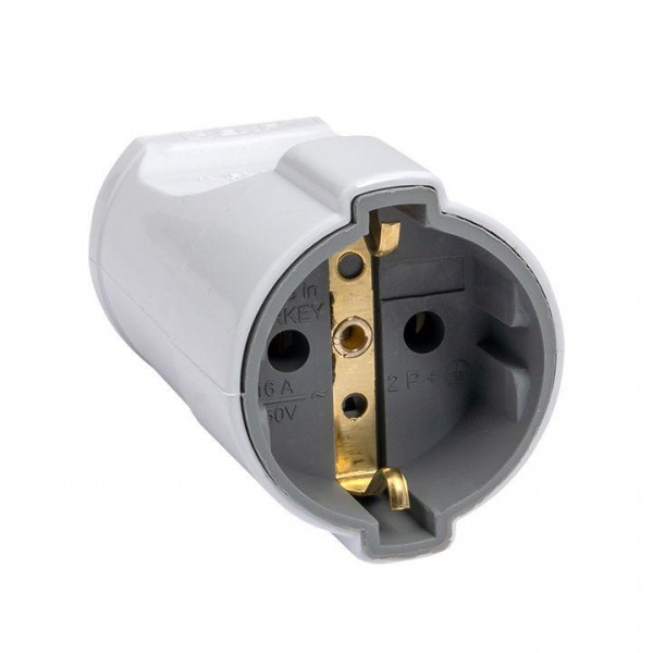  Гнездо штепсельное с заземл. бел. 16А 250В PROxima EKF ASG16-10-r 