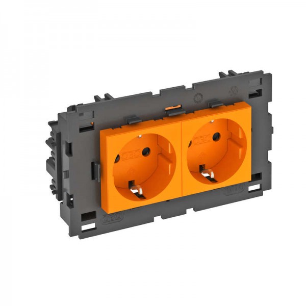  Розетка 2-м 0град. Modul45connect с заземл. 250В 16А оранж. OBO 6120434 