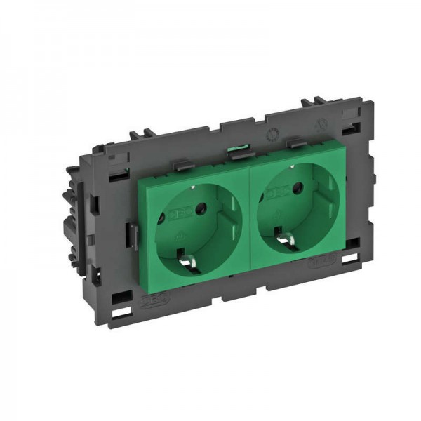  Розетка 2-м 0град. Modul45connect с заземл. 250В 16А зел. OBO 6120436 